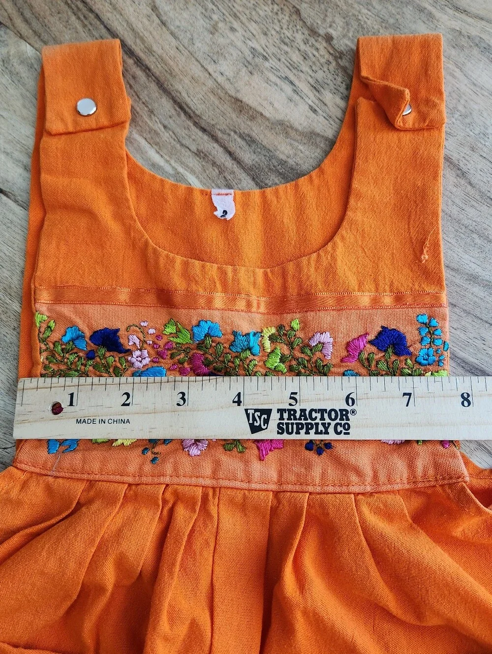 Girls Orange Embroidered Cotton Overalls - size 2